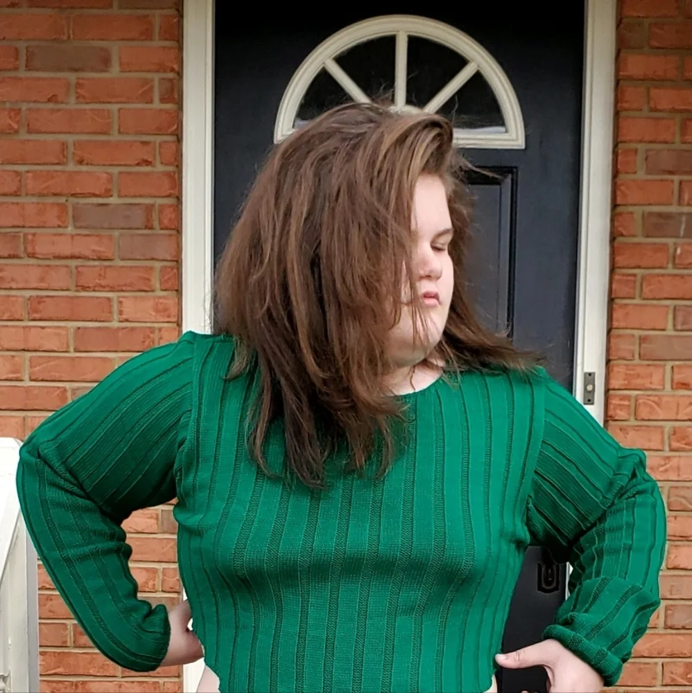 NWT PrettyLittleThing Chunky Knit Long Sleeve Dip Hem Crop Top Sz XL (UK)